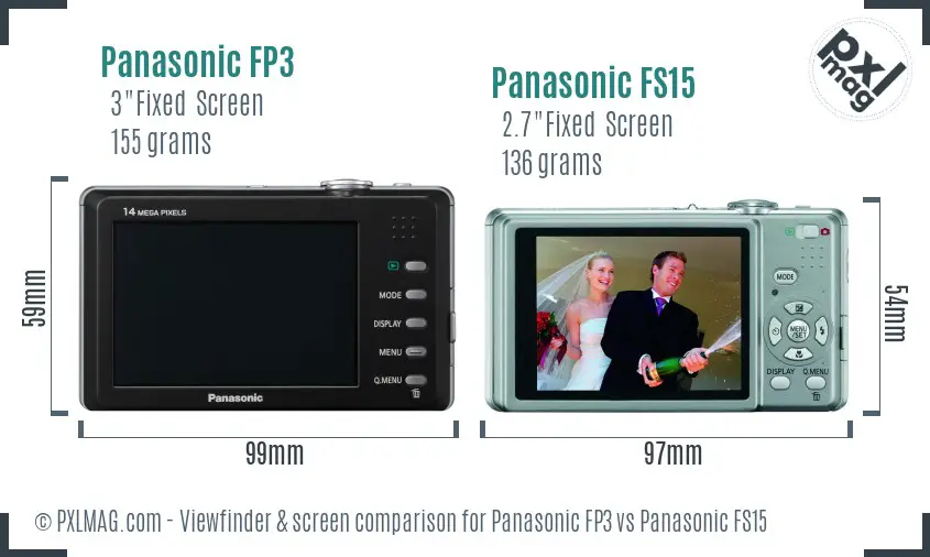 Panasonic FP3 vs Panasonic FS15 Screen and Viewfinder comparison