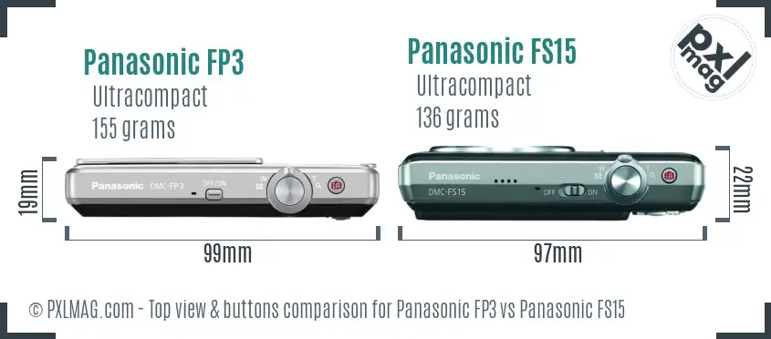 Panasonic FP3 vs Panasonic FS15 top view buttons comparison