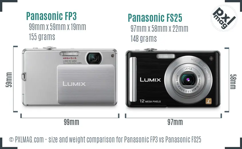 Panasonic FP3 vs Panasonic FS25 size comparison