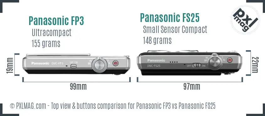 Panasonic FP3 vs Panasonic FS25 top view buttons comparison