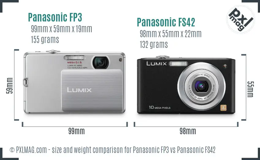 Panasonic FP3 vs Panasonic FS42 size comparison