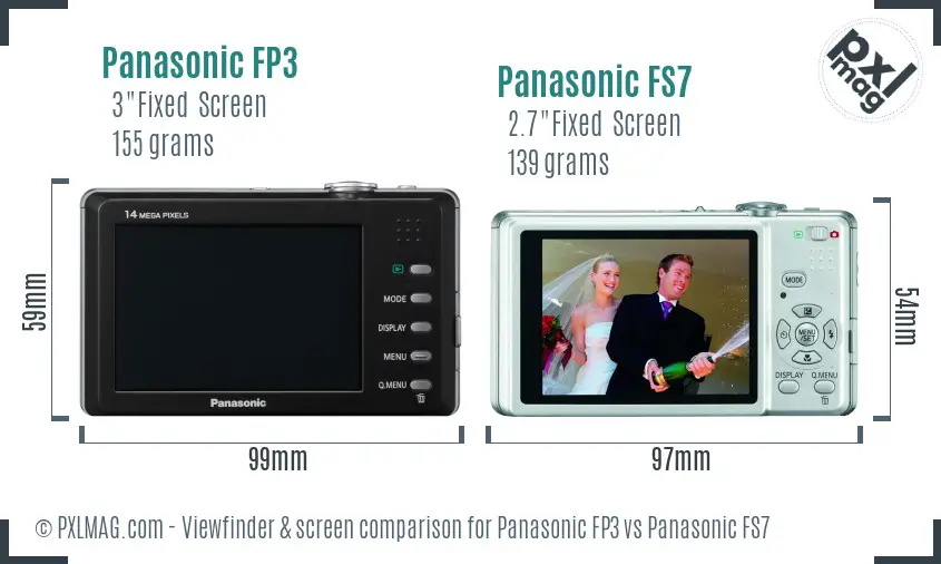 Panasonic FP3 vs Panasonic FS7 Screen and Viewfinder comparison