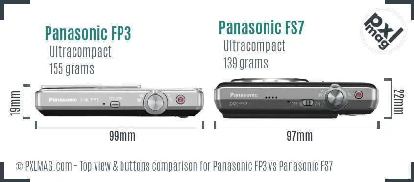 Panasonic FP3 vs Panasonic FS7 top view buttons comparison