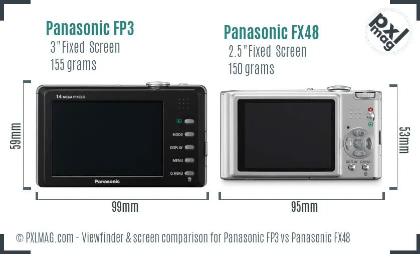 Panasonic FP3 vs Panasonic FX48 Screen and Viewfinder comparison