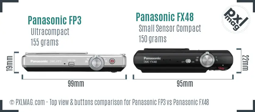 Panasonic FP3 vs Panasonic FX48 top view buttons comparison