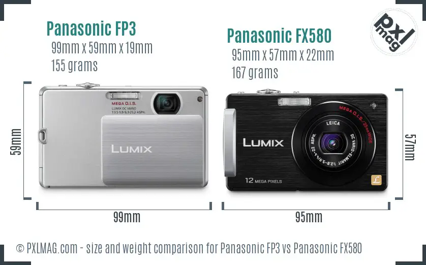 Panasonic FP3 vs Panasonic FX580 size comparison