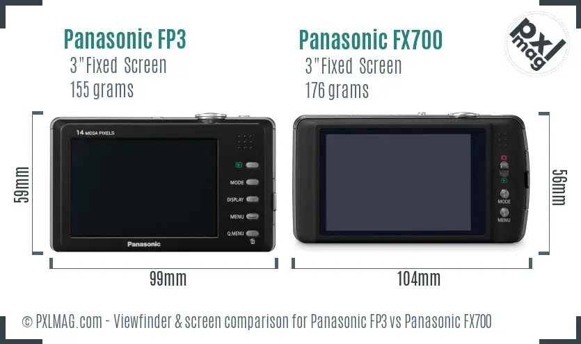 Panasonic FP3 vs Panasonic FX700 Screen and Viewfinder comparison