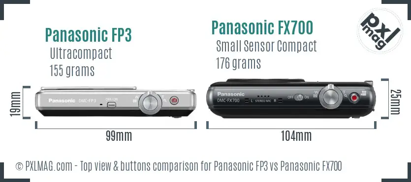 Panasonic FP3 vs Panasonic FX700 top view buttons comparison