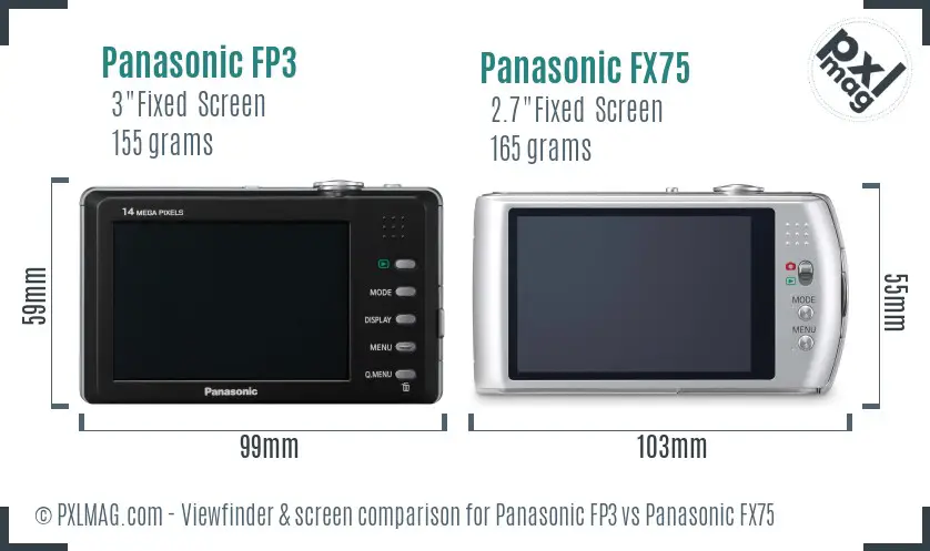 Panasonic FP3 vs Panasonic FX75 Screen and Viewfinder comparison Panasonic FP3 vs Panasonic FX75 Screen and Viewfinder comparison
