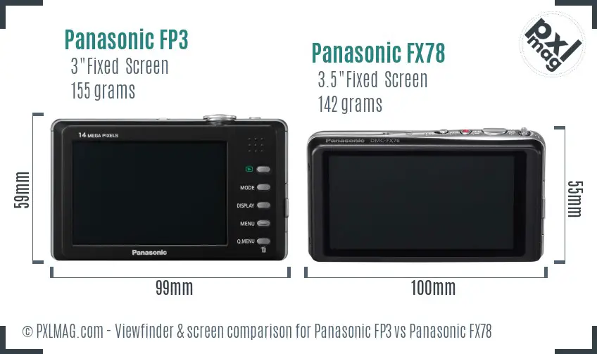 Panasonic FP3 vs Panasonic FX78 Screen and Viewfinder comparison Panasonic FP3 vs Panasonic FX78 Screen and Viewfinder comparison