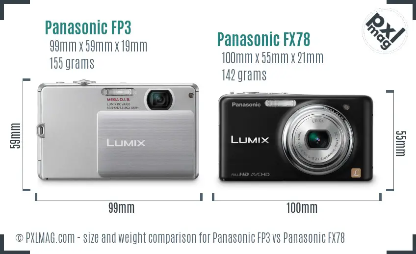 Panasonic FP3 vs Panasonic FX78 size comparison Panasonic FP3 vs Panasonic FX78 size comparison