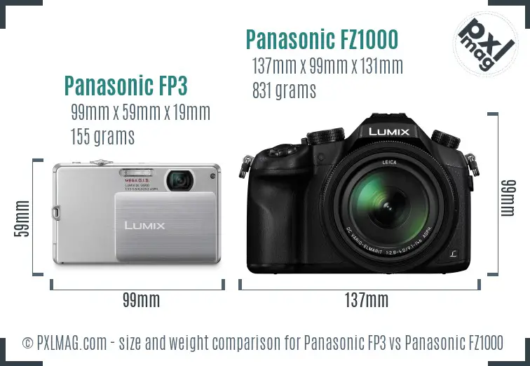 Panasonic FP3 vs Panasonic FZ1000 size comparison Panasonic FP3 vs Panasonic FZ1000 size comparison