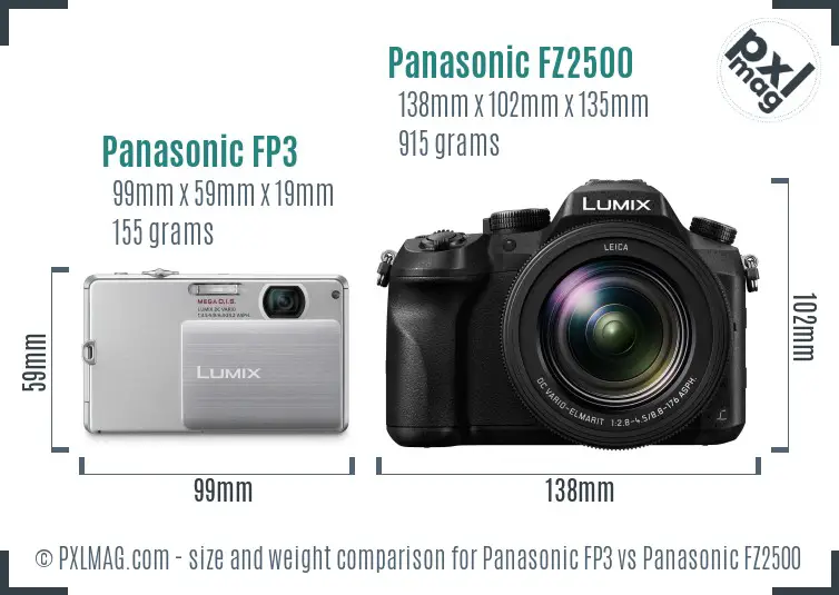 Panasonic FP3 vs Panasonic FZ2500 size comparison