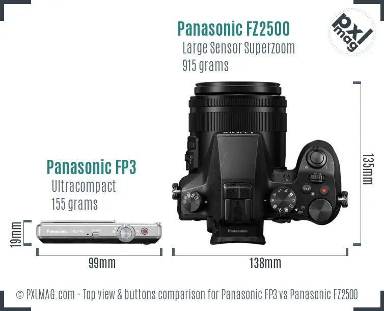 Panasonic FP3 vs Panasonic FZ2500 top view buttons comparison