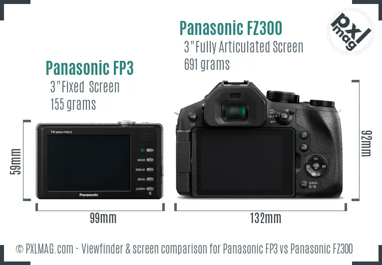 Panasonic FP3 vs Panasonic FZ300 Screen and Viewfinder comparison