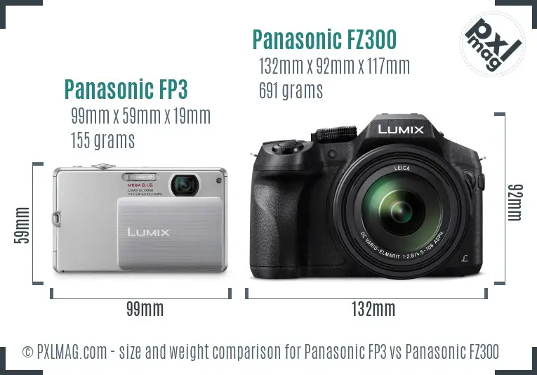 Panasonic FP3 vs Panasonic FZ300 size comparison