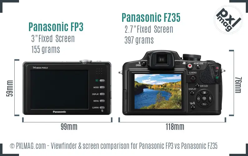 Panasonic FP3 vs Panasonic FZ35 Screen and Viewfinder comparison