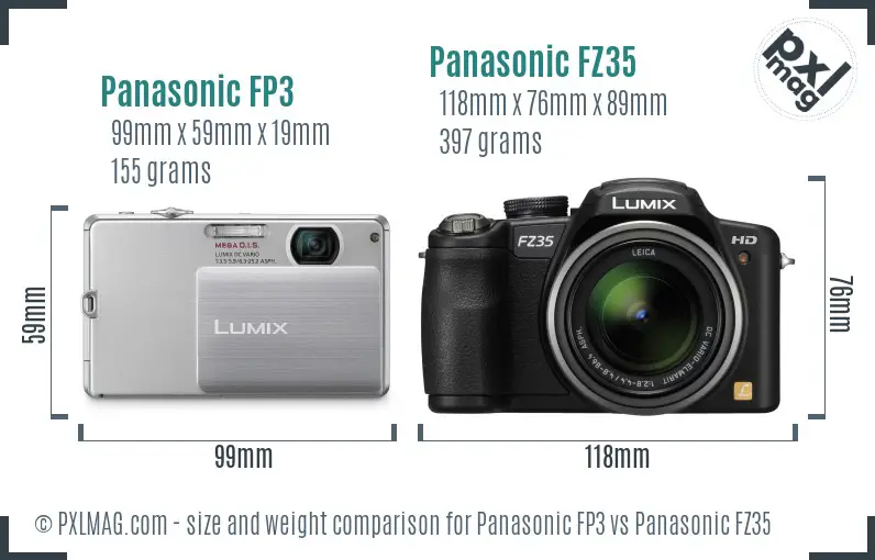 Panasonic FP3 vs Panasonic FZ35 size comparison