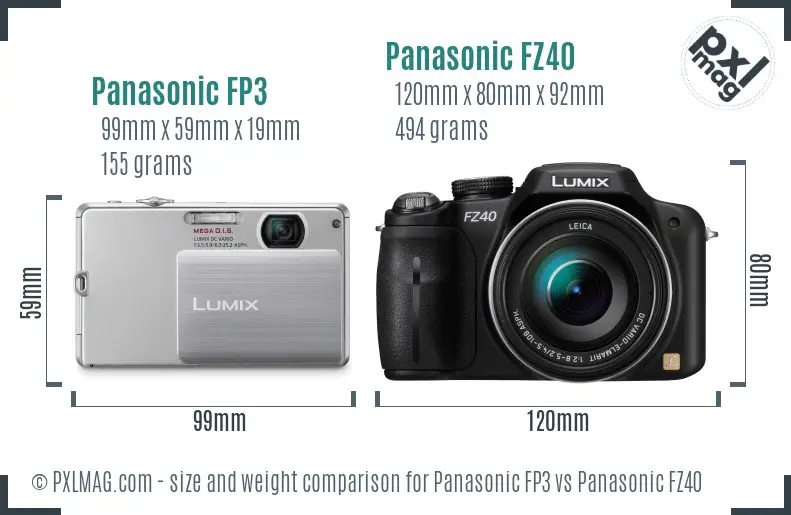 Panasonic FP3 vs Panasonic FZ40 size comparison