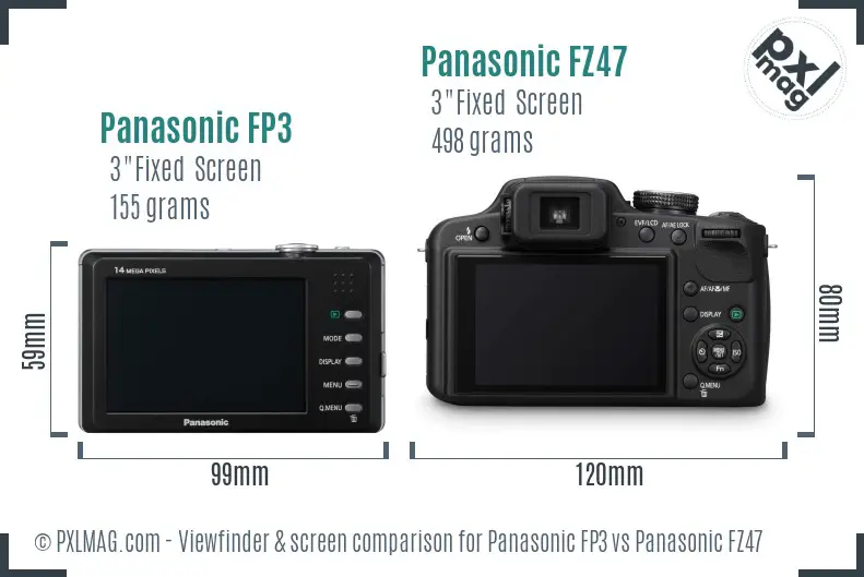 Panasonic FP3 vs Panasonic FZ47 Screen and Viewfinder comparison