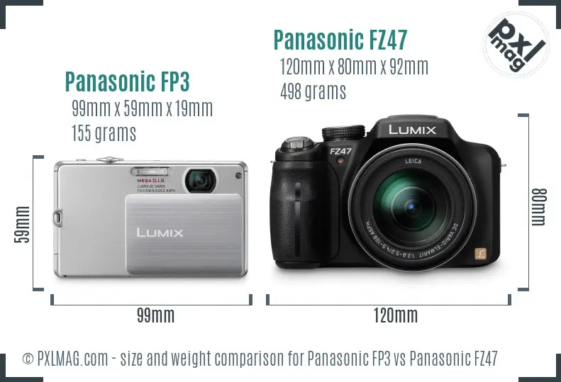 Panasonic FP3 vs Panasonic FZ47 size comparison