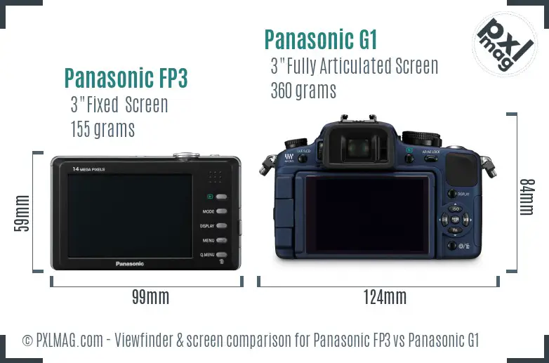 Panasonic FP3 vs Panasonic G1 Screen and Viewfinder comparison