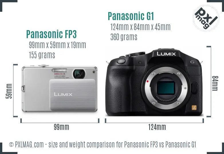 Panasonic FP3 vs Panasonic G1 size comparison