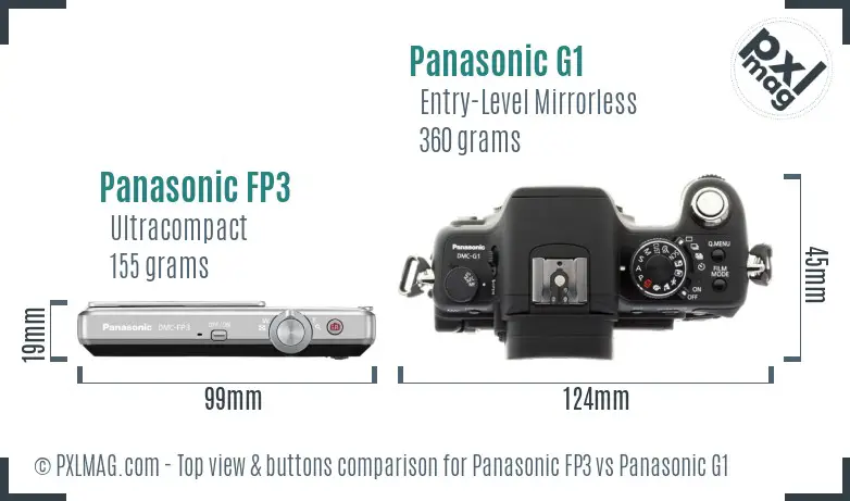 Panasonic FP3 vs Panasonic G1 top view buttons comparison