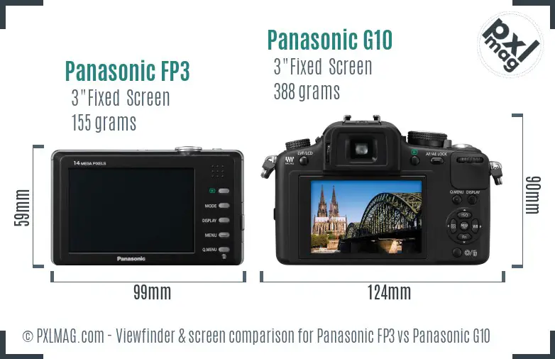 Panasonic FP3 vs Panasonic G10 Screen and Viewfinder comparison