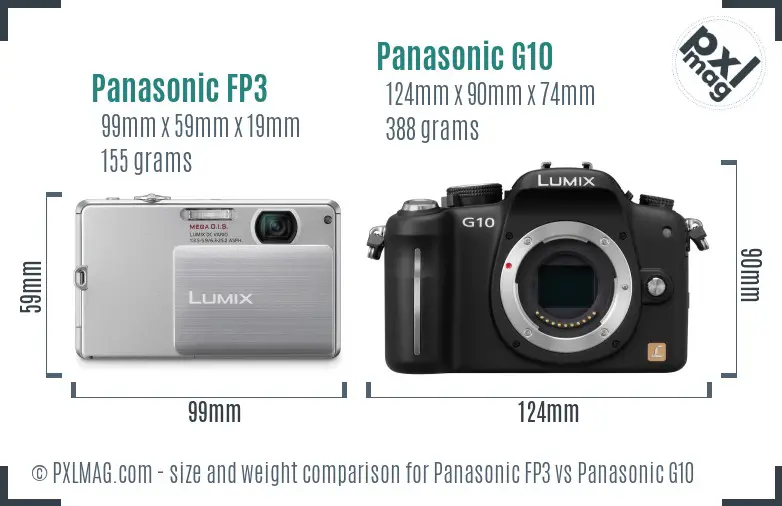 Panasonic FP3 vs Panasonic G10 size comparison