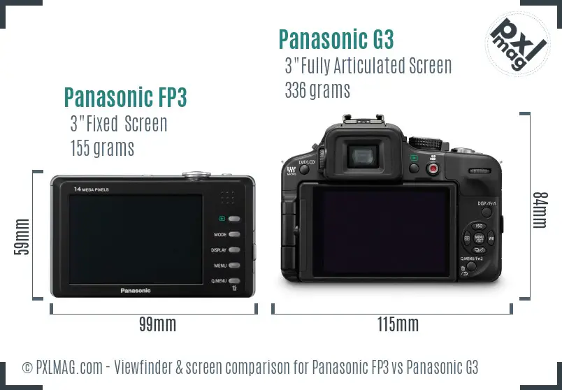 Panasonic FP3 vs Panasonic G3 Screen and Viewfinder comparison