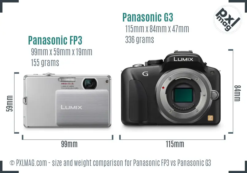 Panasonic FP3 vs Panasonic G3 size comparison