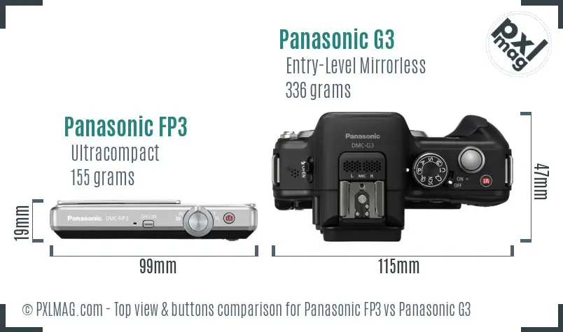 Panasonic FP3 vs Panasonic G3 top view buttons comparison