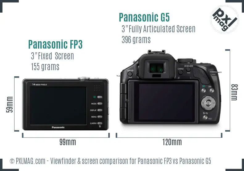 Panasonic FP3 vs Panasonic G5 Screen and Viewfinder comparison