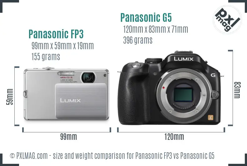 Panasonic FP3 vs Panasonic G5 size comparison