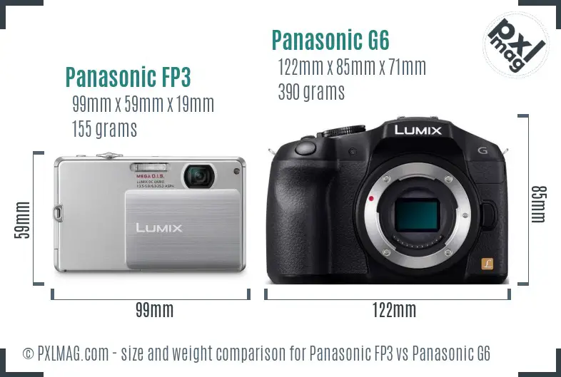 Panasonic FP3 vs Panasonic G6 size comparison