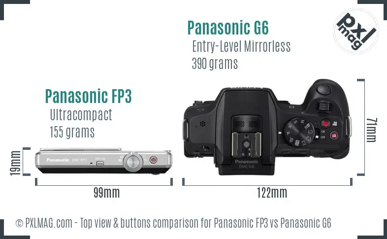 Panasonic FP3 vs Panasonic G6 top view buttons comparison