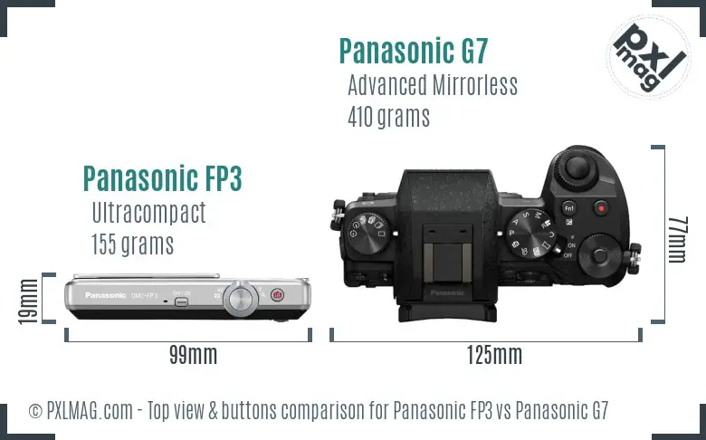 Panasonic FP3 vs Panasonic G7 top view buttons comparison