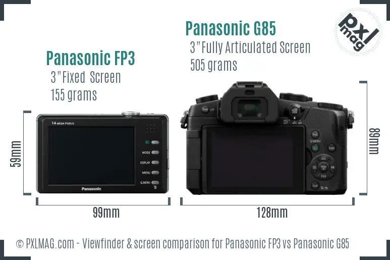 Panasonic FP3 vs Panasonic G85 Screen and Viewfinder comparison