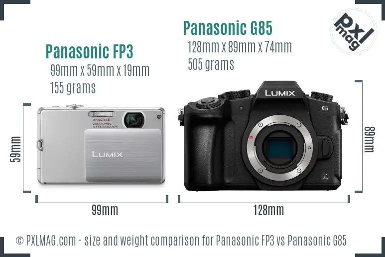 Panasonic FP3 vs Panasonic G85 size comparison