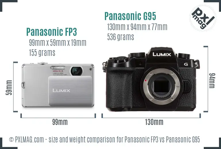 Panasonic FP3 vs Panasonic G95 size comparison