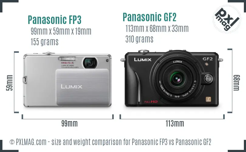 Panasonic FP3 vs Panasonic GF2 size comparison