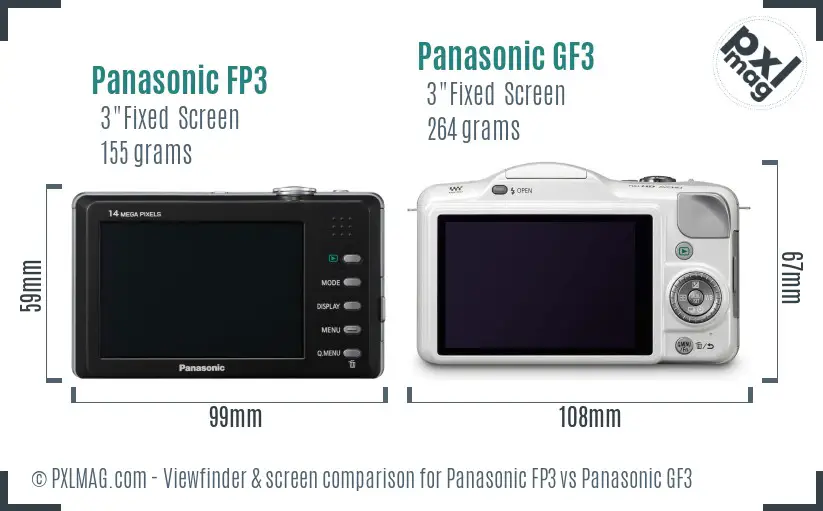 Panasonic FP3 vs Panasonic GF3 Screen and Viewfinder comparison