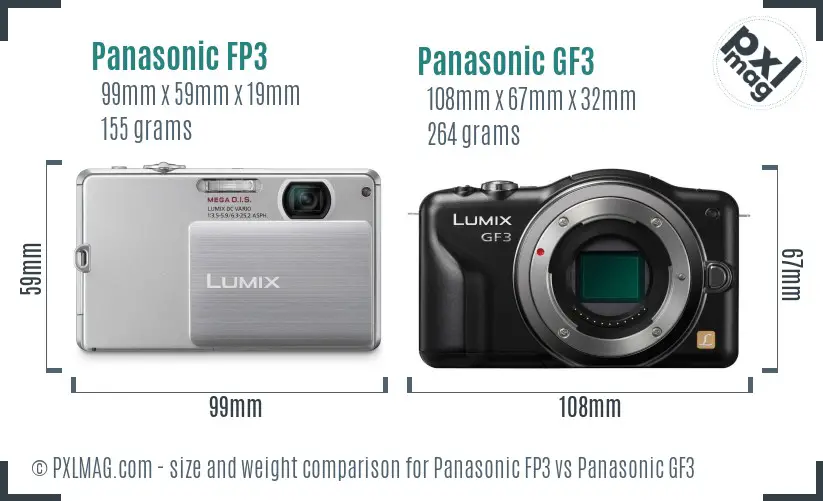 Panasonic FP3 vs Panasonic GF3 size comparison