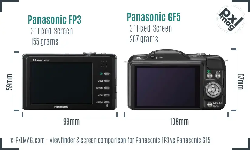 Panasonic FP3 vs Panasonic GF5 Screen and Viewfinder comparison