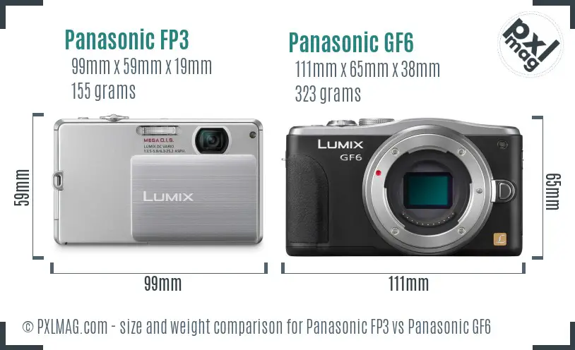 Panasonic FP3 vs Panasonic GF6 size comparison