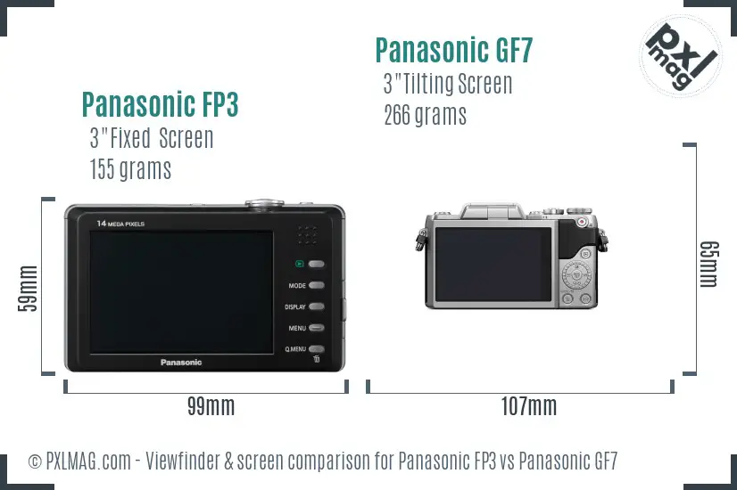 Panasonic FP3 vs Panasonic GF7 Screen and Viewfinder comparison