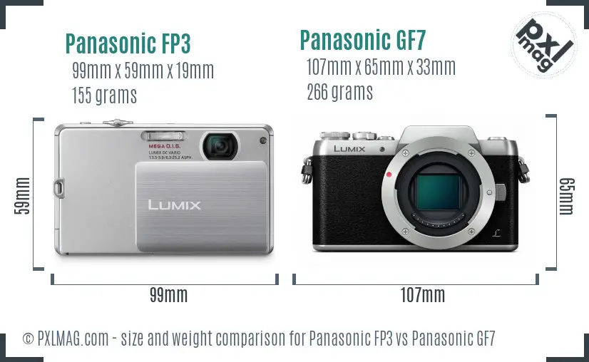 Panasonic FP3 vs Panasonic GF7 size comparison