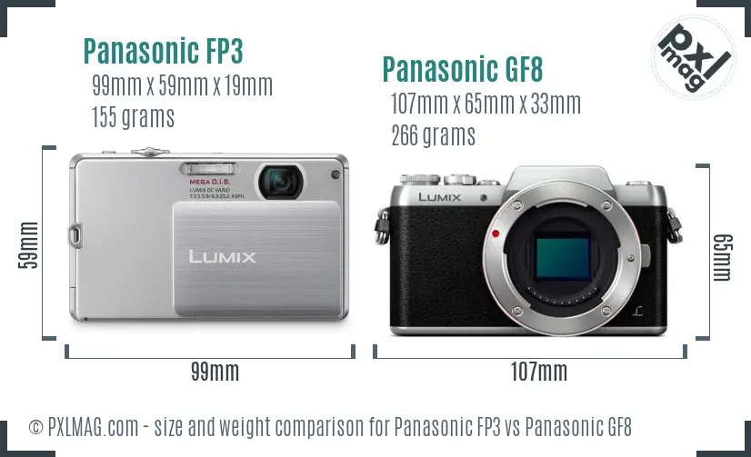 Panasonic FP3 vs Panasonic GF8 size comparison