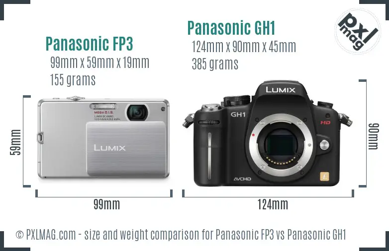 Panasonic FP3 vs Panasonic GH1 size comparison